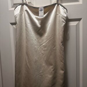 Abercrombie & Fitch Cream Satin Dress with Silver Accents